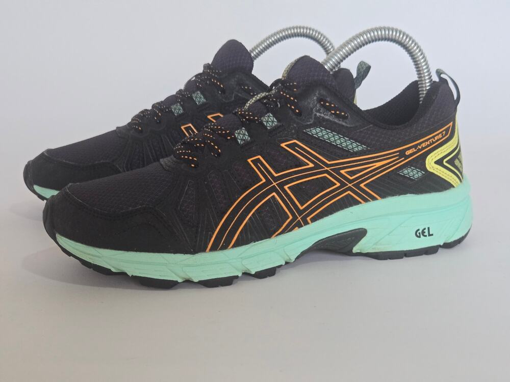 ASICS Gel Venture 7 Women's Size 7 Black Mint Orange Pop Trail Running Shoes